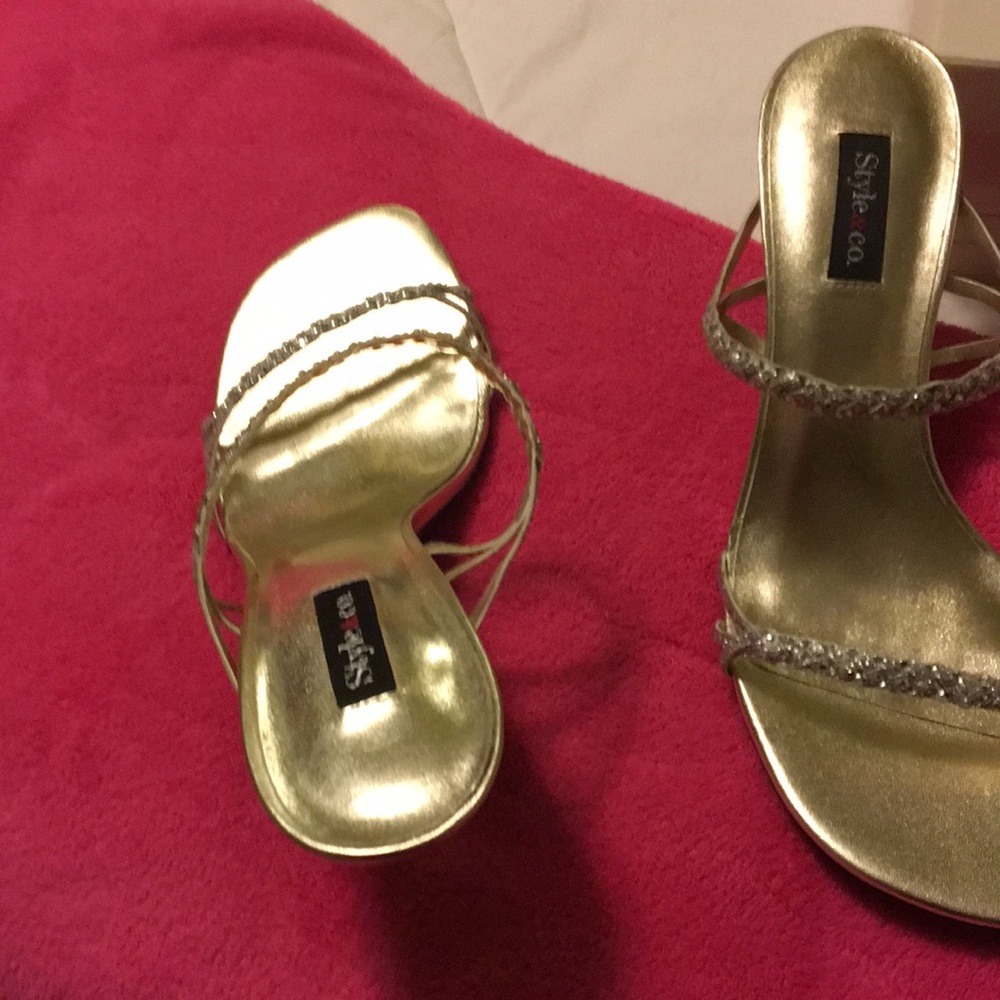 Silver high heel shoes